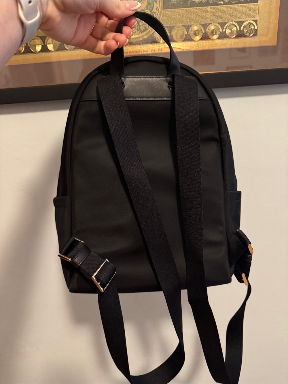 NWOT kate spade Black Nylon Mini Backpack with Gold Logo - Picture 8 of 11